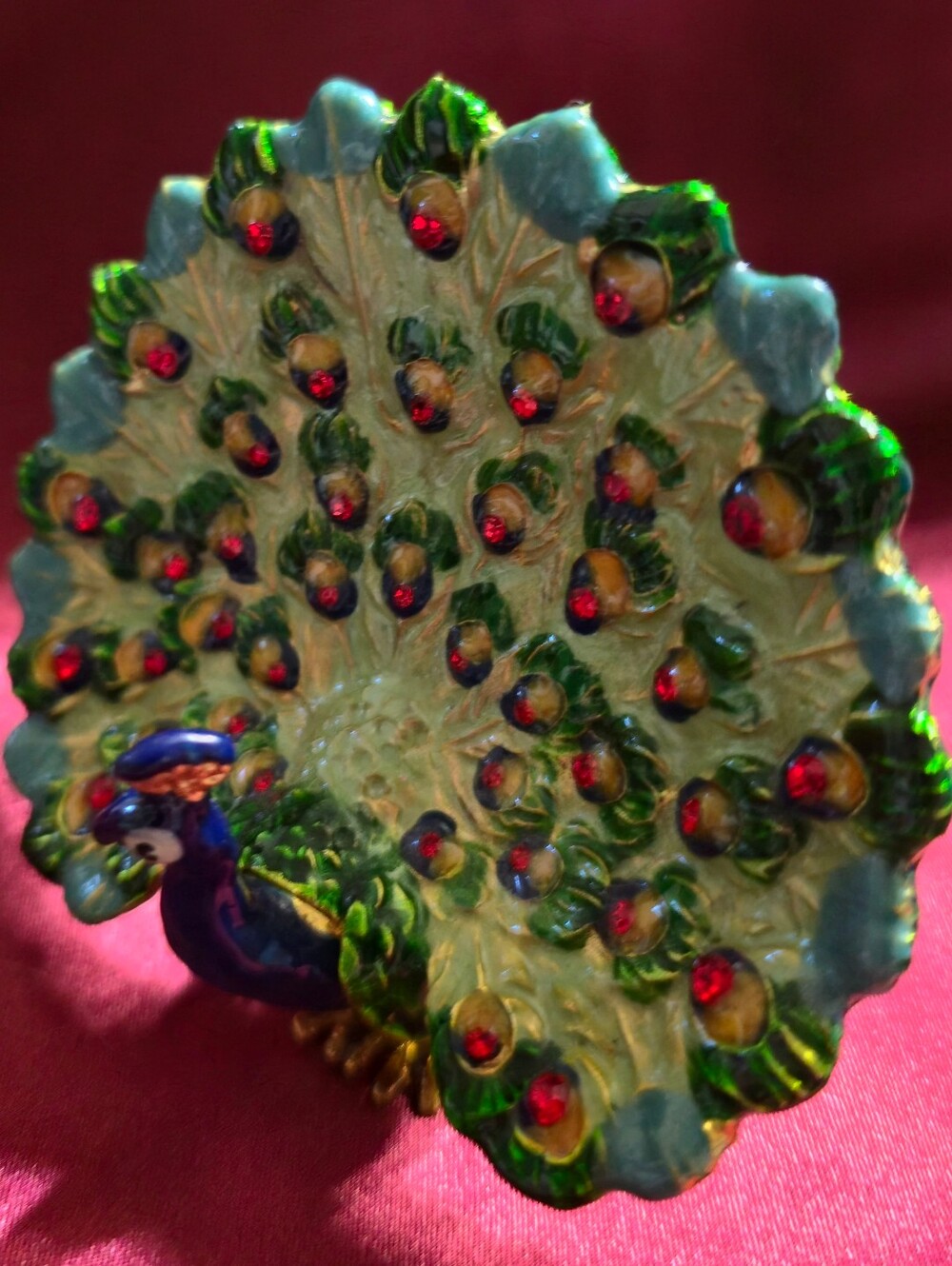 Bejeweled Enamel Peacock Trinket Box - Picture 3 of 5